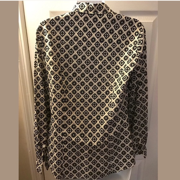 J. CREW Perfect Shirt Foulard Medallion Print Top Blouse Button Down Lightweight - Picture 5 of 8